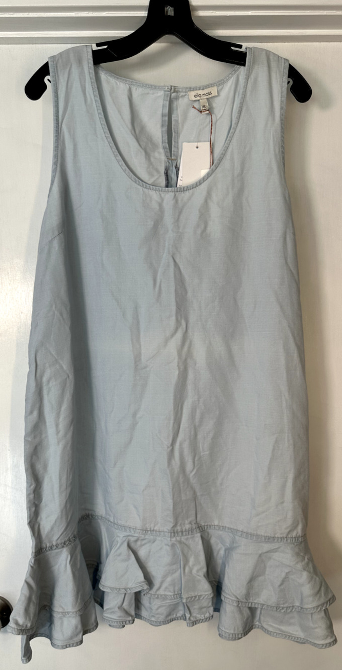 Ella Moss Blue Chambray Tank Dress Tiered Ruffle Hem Jr Size XL NEW Coquette